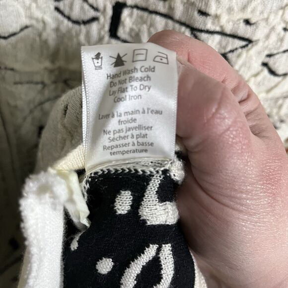 Icelandic Design Merino Wool Blend Women’s L White Black Aztec Full Zip Jacket - Picture 4 of 7